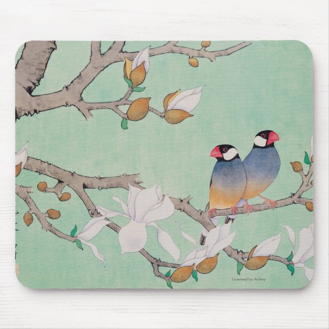 Twin Birds in the Branches Mouse Pad (Front)
