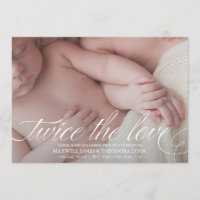 Twin Birth Announcement Twice the Love