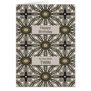 Twin Birthday Abstract Mandala Design Cards