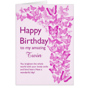Twin Birthday Butterflies Cards