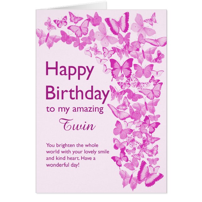 Twin Birthday Butterflies Cards (Front)