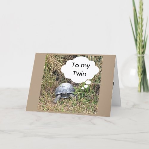 TWIN BIRTHDAY FROM YOUR TWIN _ TURTLE OUT OF SHELL CARD