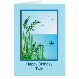 Twin Birthday Sea Fishing Cards