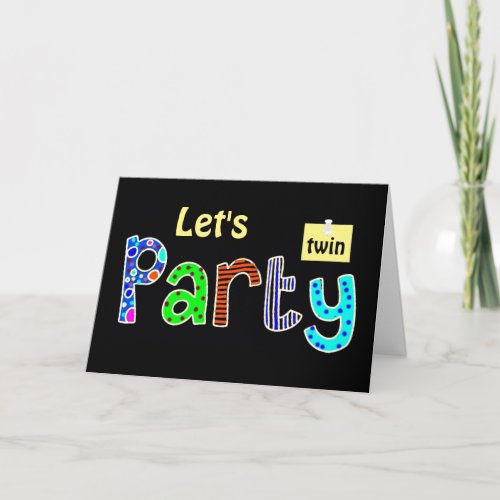TWIN BIRTHDAY WISH FOR YOU LETS PARTY CARD