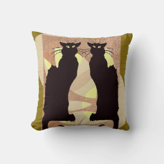 Twin Black Cats Abstract Throw Pillow