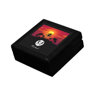 Twin Black Seahorse Monogram Photo Name Gift Box