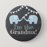 Twin Blue Boy Elephants |  I&#39;m The Grandma Pinback Button at Zazzle