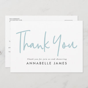 twin blue modern typography stylish thank you invitation
