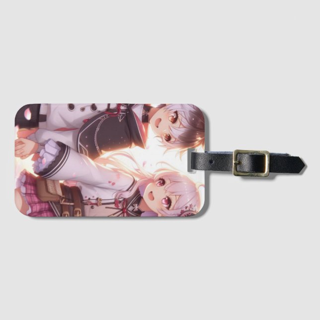 Twin Bonds: Sibling Love Luggage Tag (Front Horizontal)