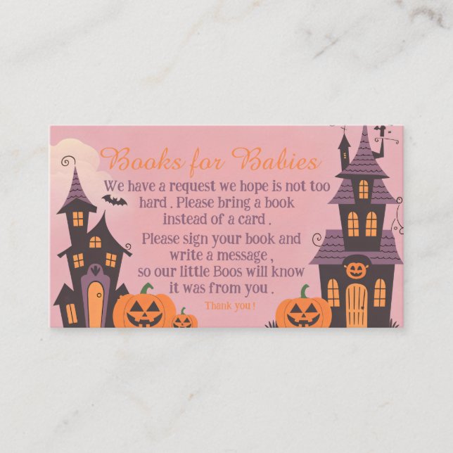 Twin Boo’s Halloween Baby Shower Books for Babies Enclosure Card (Front)
