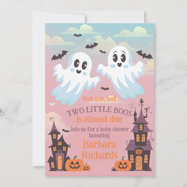 Twin Boo’s Halloween Baby Shower Invitation (Front)