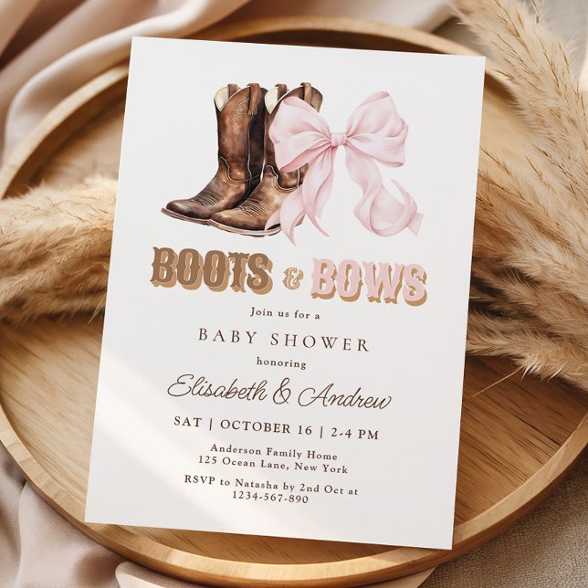 TWIN Boots & Bows Baby Shower Invitation (Creator Uploaded)