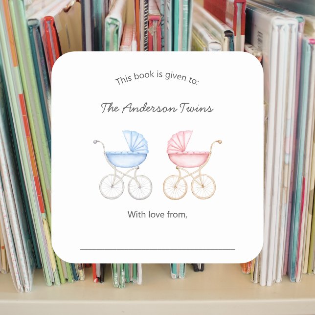 Twin boy and girl Baby Shower bookplate (Creator Uploaded)