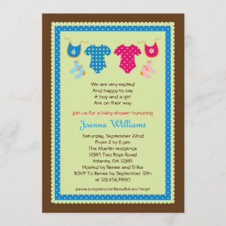 Twin Boy and Girl Baby Shower Invitation