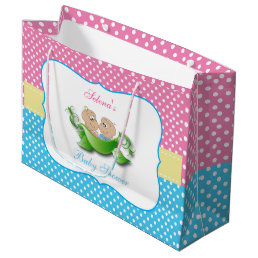 Twin Boy and Girl Baby Shower Large Gift Bag