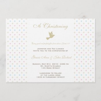 Twin Boy And Girl Christening  Invitation by OrangeOstrichDesigns at Zazzle