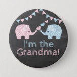 Twin Boy And Girl Elephants |  I&#39;m The Grandma Pinback Button at Zazzle