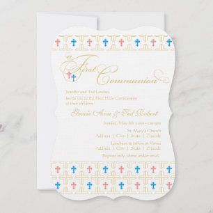 Twin Boy and Girl First Communion Invitation