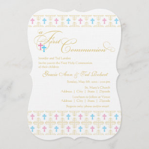 Twin Boy and Girl First Communion Invitation