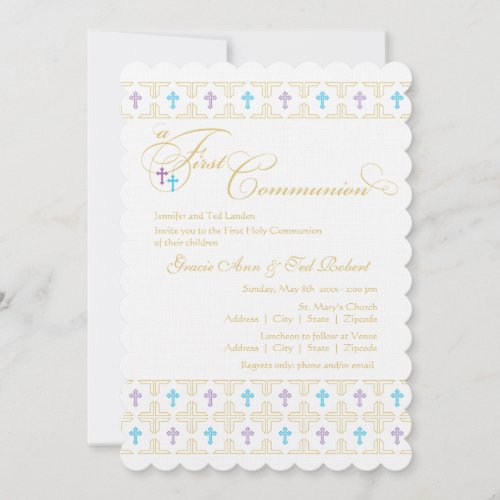 Twin Boy and Girl First Communion Invitation