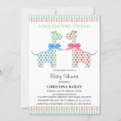 Twin Boy and Girl Giraffe Baby Shower Invitation (Front)