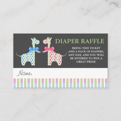 Twin Boy and Girl Giraffe Diaper Raffle Tickets Enclosure Card