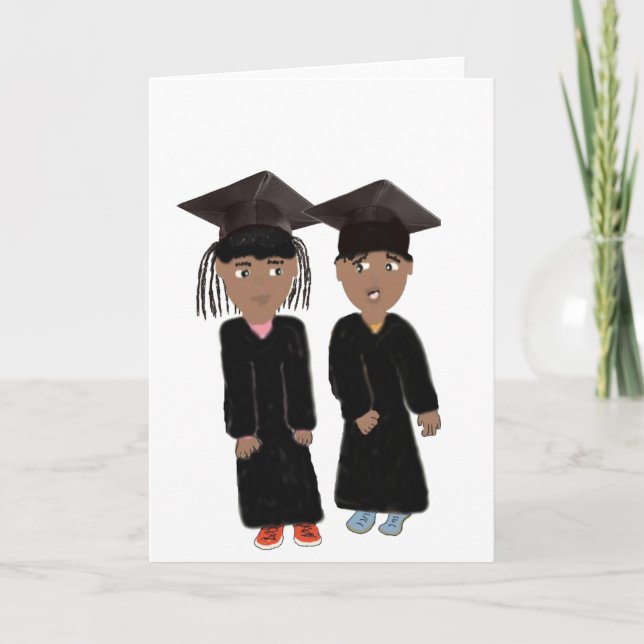 Twin boy and girl graduating Card (Front)