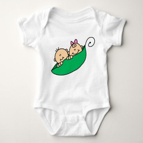 Twin Boy and Girl in Pea Pod Baby Bodysuit