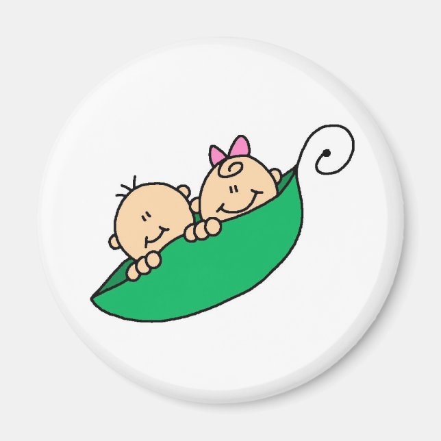 Twin Boy and Girl in Pea Pod Magnet (Front)