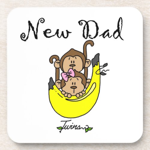 Twin Boy and Girl New Dad Gifts Coaster