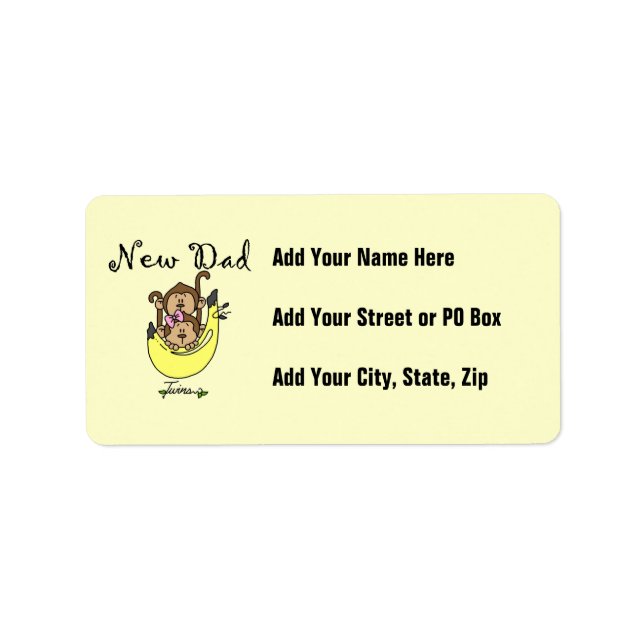 Twin Boy and Girl New Dad Gifts Label (Front)