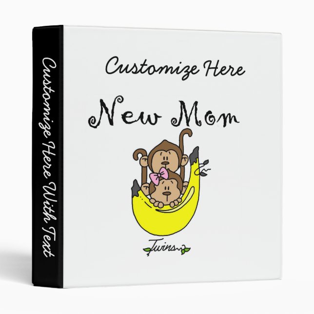 Twin Boy and GIrl New Mom Gifts 3 Ring Binder (Front/Spine)