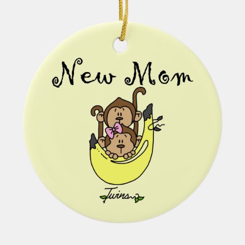 Twin Boy and GIrl New Mom Gifts Ceramic Ornament