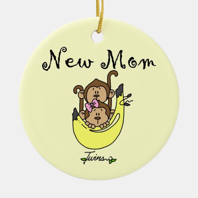 Twin Boy and GIrl New Mom Gifts Ceramic Ornament (Front)