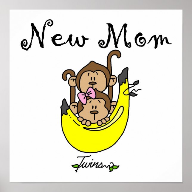 Twin Boy and GIrl New Mom Gifts Poster (Front)