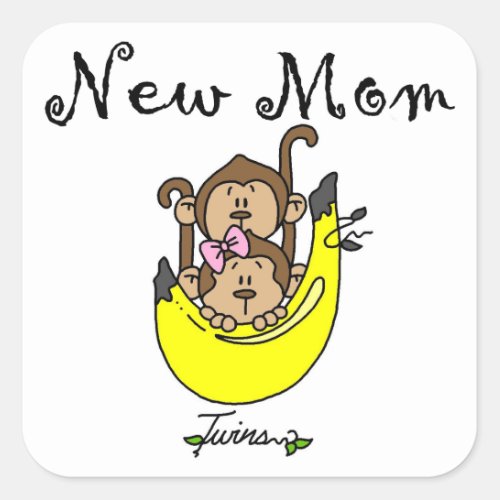 Twin Boy and GIrl New Mom Gifts Square Sticker