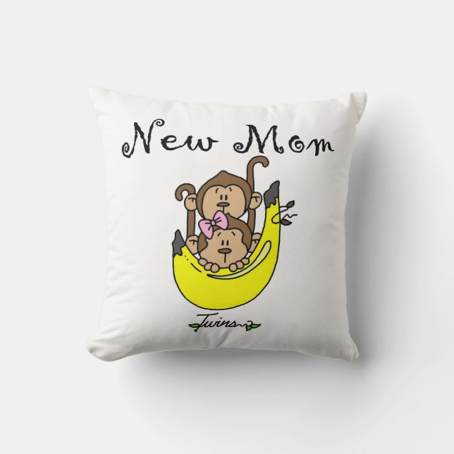 Twin Boy and GIrl New Mom Gifts Throw Pillow (Front)