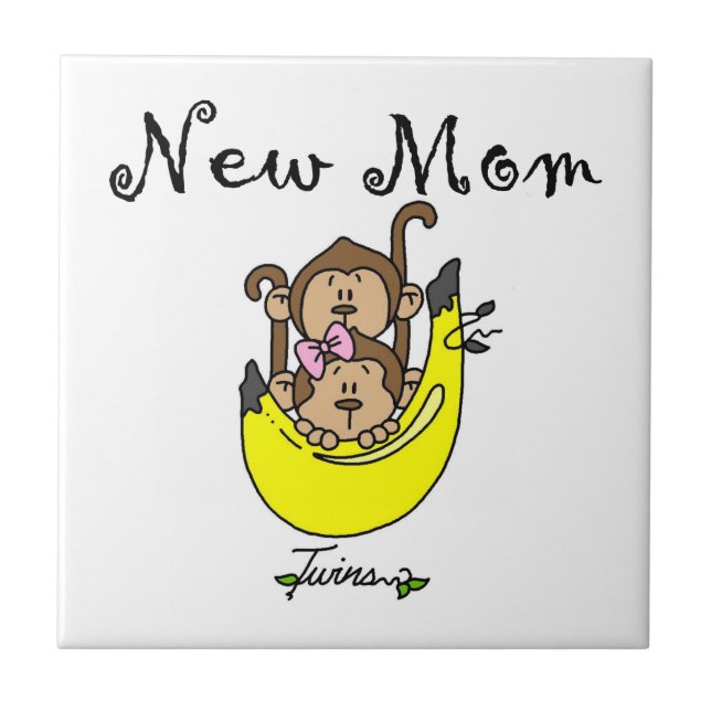 Twin Boy and GIrl New Mom Gifts Tile (Front)