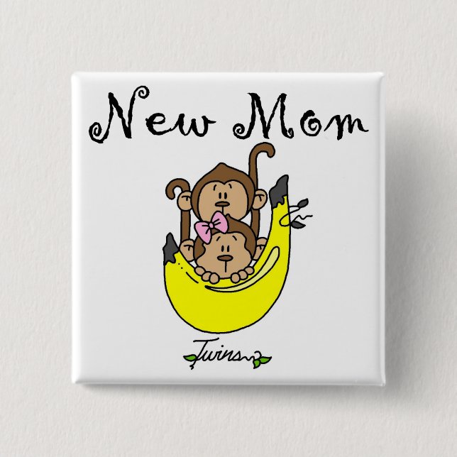 Twin Boy and Girl New Mom Tshirts Pinback Button (Front)