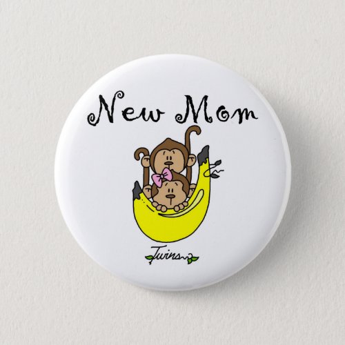Twin Boy and Girl New Mom Tshirts Pinback Button