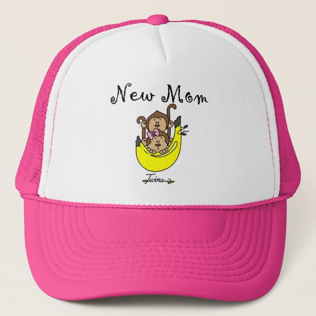 Twin Boy and Girl New Mom Tshirts Trucker Hat (Front)