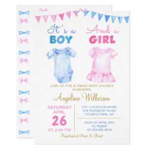 Twins Boy & Girl Invitations 10