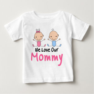 Twin Boy and Girl Stick Figure Babies Baby T-Shirt