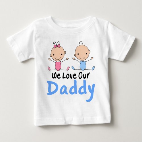 Twin Boy and Girl Stick Figure Babies Baby T_Shirt