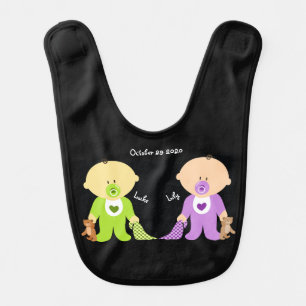 Twin boy and girl with both names baby bib