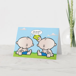 Twin Boy Babies Greeting Card