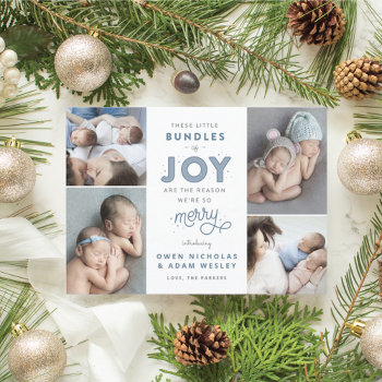 Twin Boy Baby Christmas Birth Announcement by BanterandCharm at Zazzle