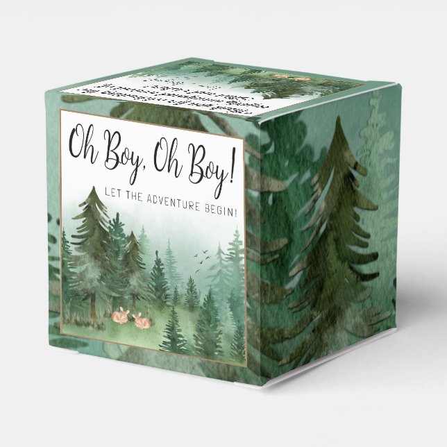 Twin Boy Deer Woodland Baby Shower Favor Boxes (Back Side)