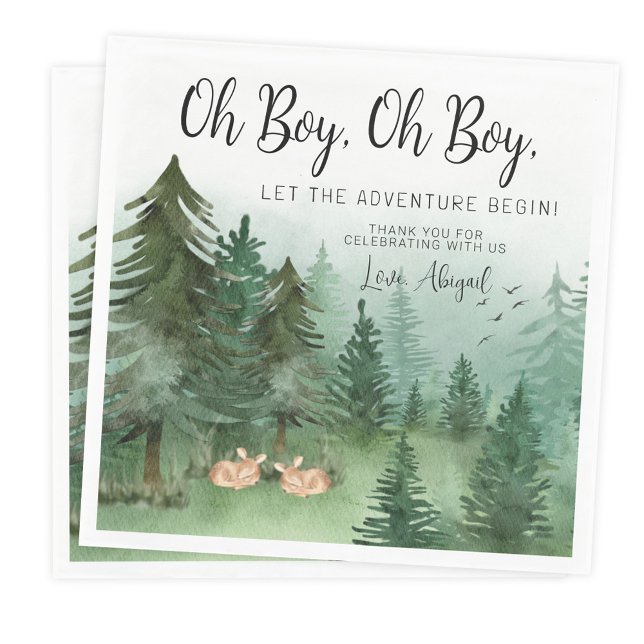 Twin Boy Deer Woodland Baby Shower Napkins (Creator Uploaded)