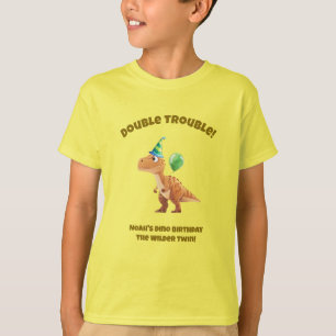 Twin Boy Dinosaur Birthday T-Shirt The Wilder Twin
